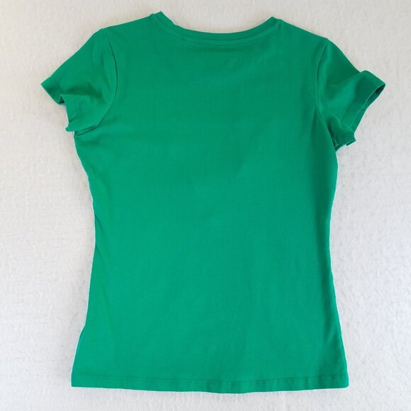 Guess Embroidered Womens Skinny T Shirt *READ* Green LARGE Cap Sleeve Stretch - Picture 3 of 12